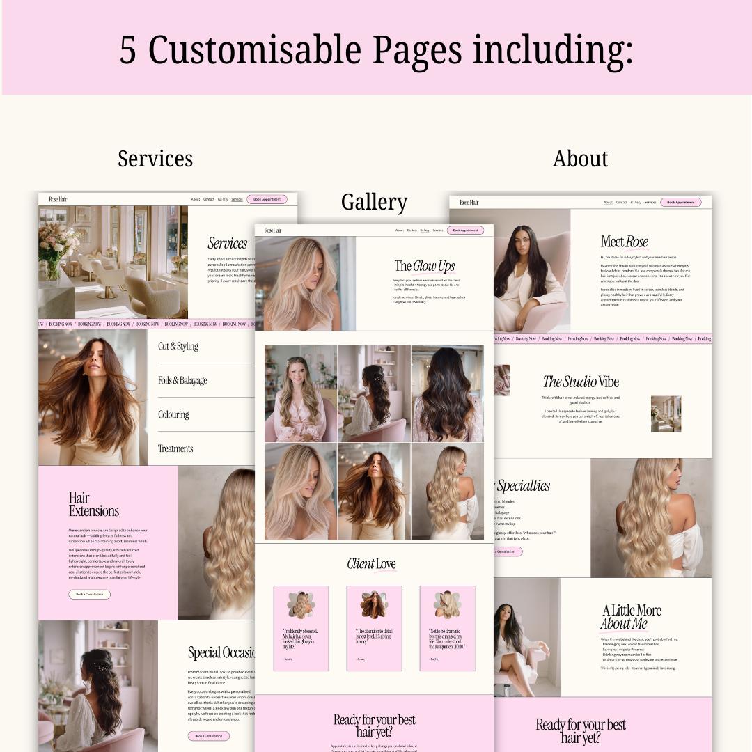 rose template about page preview